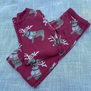 Tea Collection Kids Size 10 Reindeer Pajama Set Red
 Christmas 100% Cotton